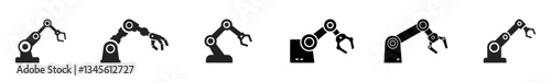 Robotic hand manipulator silhouette symbol icon.