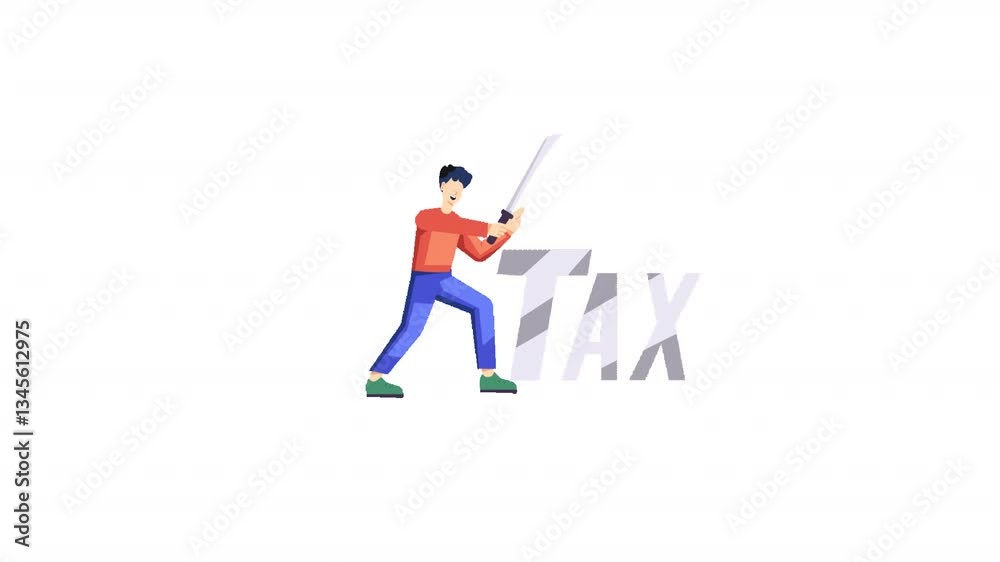 Man cutting tax. Man cutting tax.