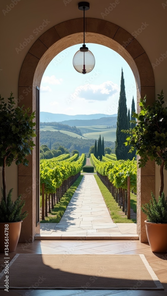 Fototapeta premium A picturesque vineyard nestled in the rolling hills of Tuscany, Italy