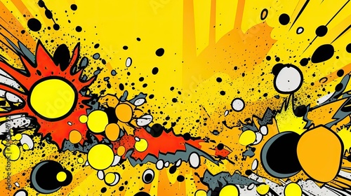 Abstract Explosion Vibrancy in Yellow and black isolated on yellow background     