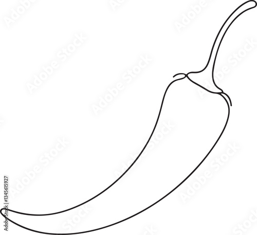 Detailed Line Illustration of Green Chili