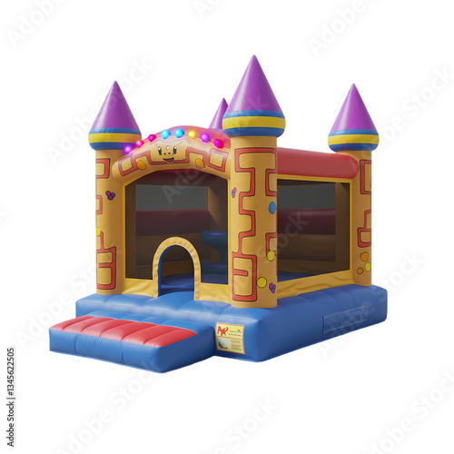 Inflatable Princess Castle Bounce House on Transparent  background