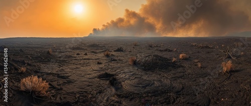 volcanic wasteland, prehistoric landscape