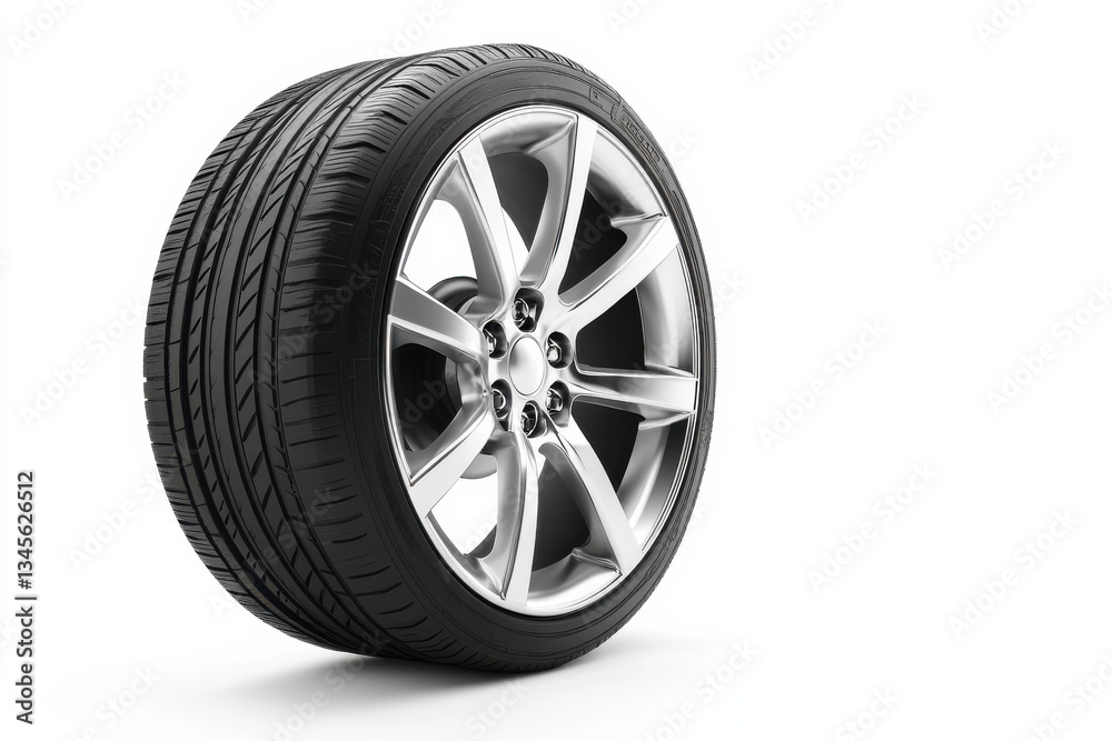 Obraz premium Car Wheel on White Background