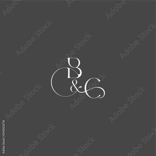 monogram wedding logo concept initial with line BC luxury curvy style letter