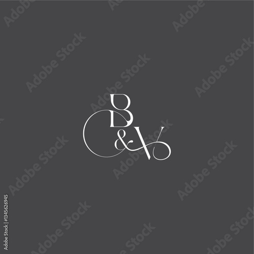 monogram wedding logo concept initial with line BV luxury curvy style letter