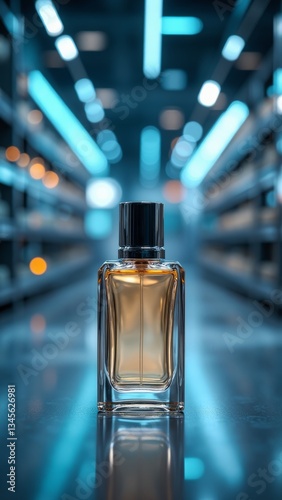 A bottle of perfume, with a sophisticated design and elegant fragrance