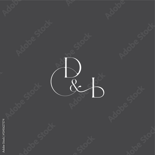 monogram wedding logo concept initial with line DI luxury curvy style letter