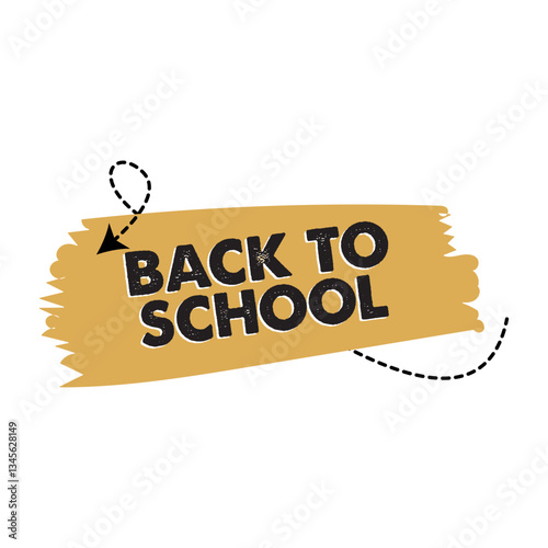 back to school typography banner, education label with brush stroke, school reopening announcement design