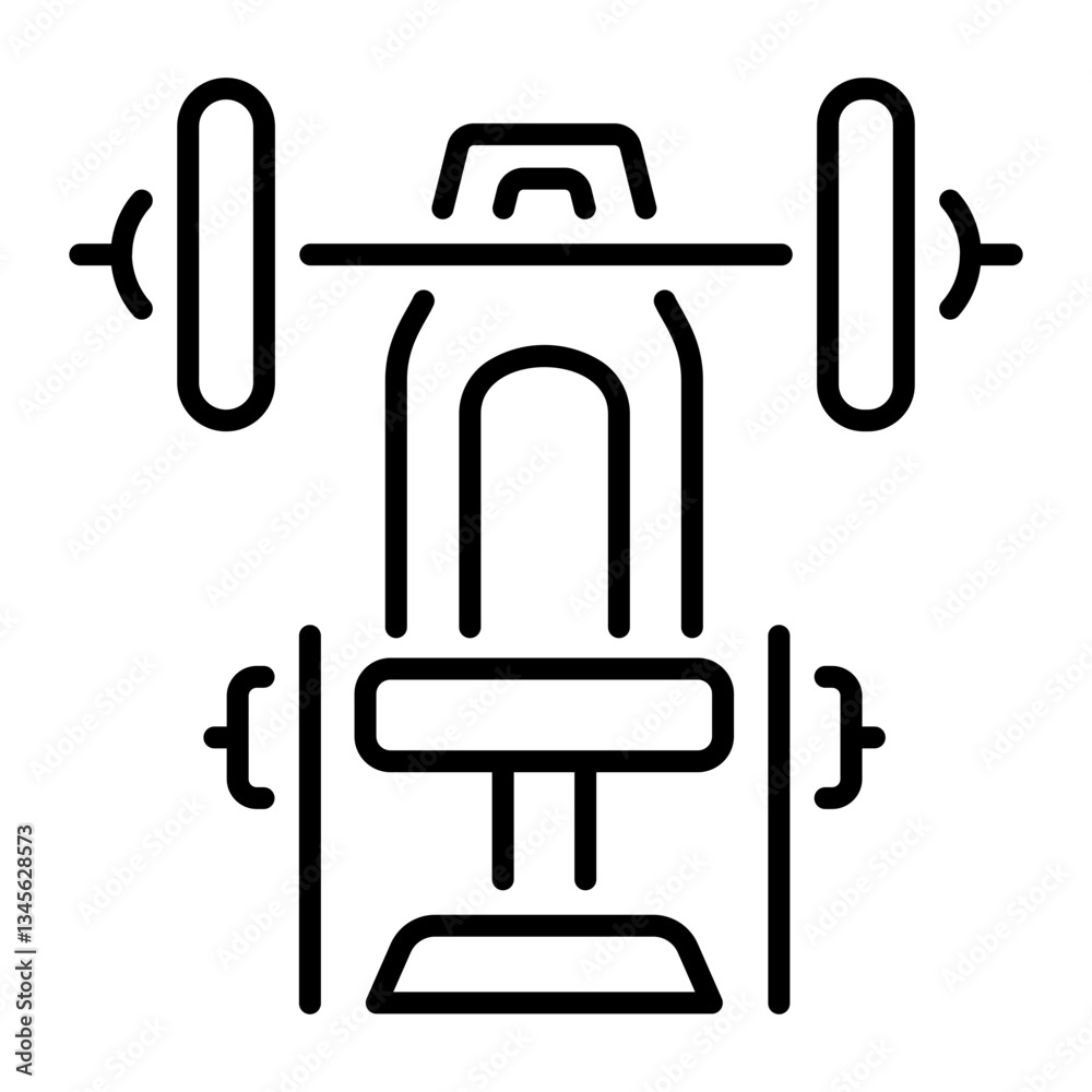 A linear icon of an exercise arnold press seat A linear icon of an exercise arnold press seat