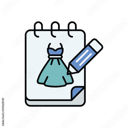 Fashion Sketch icon isolated on a white background. Vector illustration.