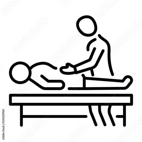 A linear style icon of a character taking back massage 
