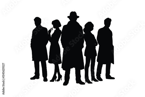 group of business people. Businessman standing in front of large group of business people silhouette ,