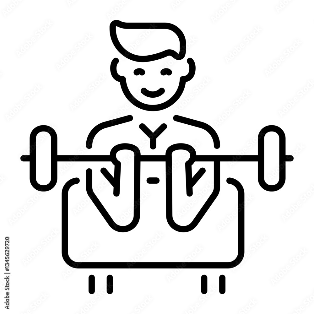 Line style icon of a character doing arm exercise Line style icon of a character doing arm exercise
