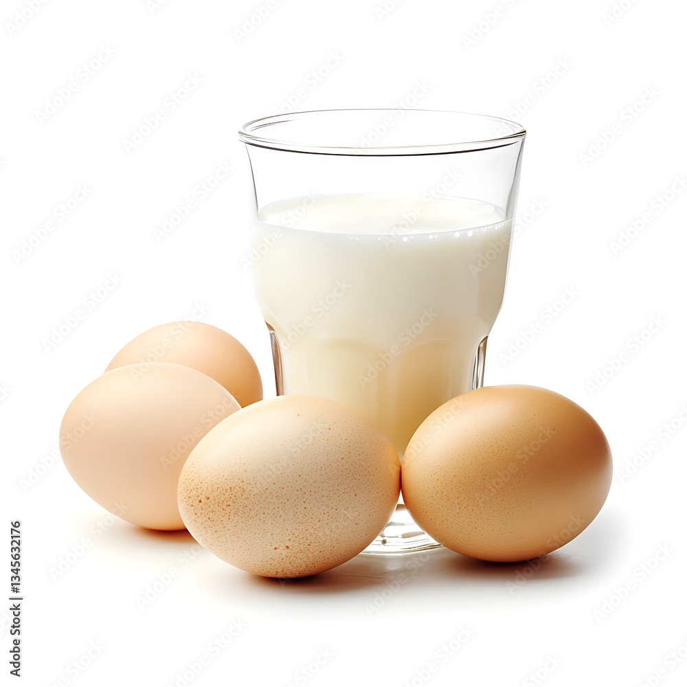 Fresh eggs and milk isolated on white background Fresh eggs and milk isolated on white background