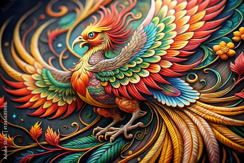 Fototapeta premium Japanese Phoenix Tattoo Design - High-Resolution Stock Photo