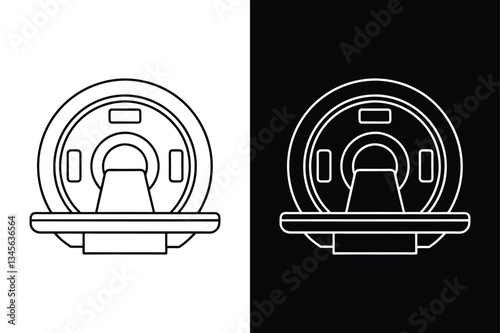 MRI Scanner Vector. Modern Black & White Medical Icon