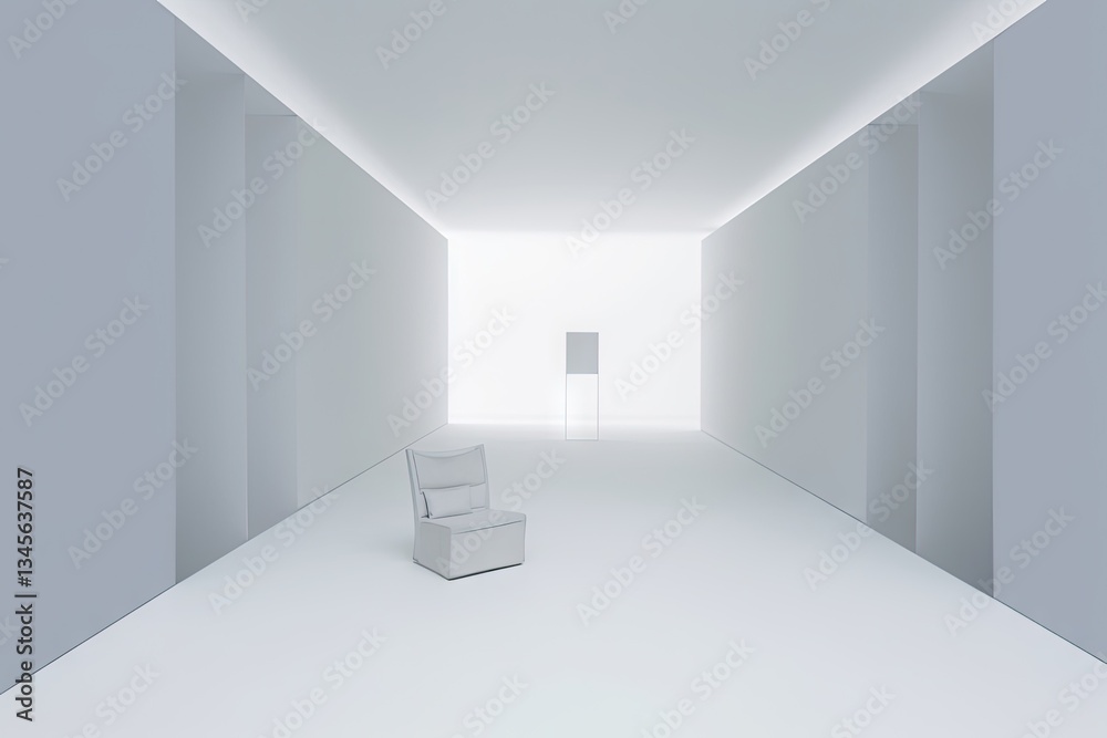 Fototapeta premium Empty, modern, minimalist interior design hallway with chair