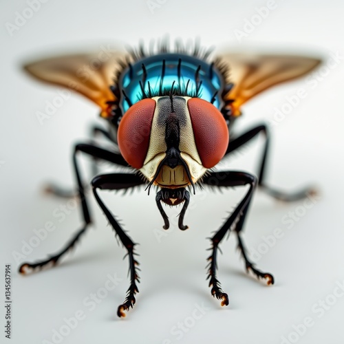 The bluebottle fly, also known as the greenbottle fly, is a large fly belonging to the family Calliphoridae photo