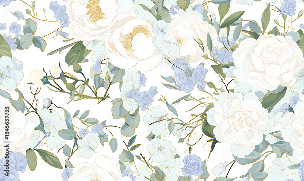 Fototapeta premium Creative 2D Doodle seamless pattern Floral or flower Illustrations