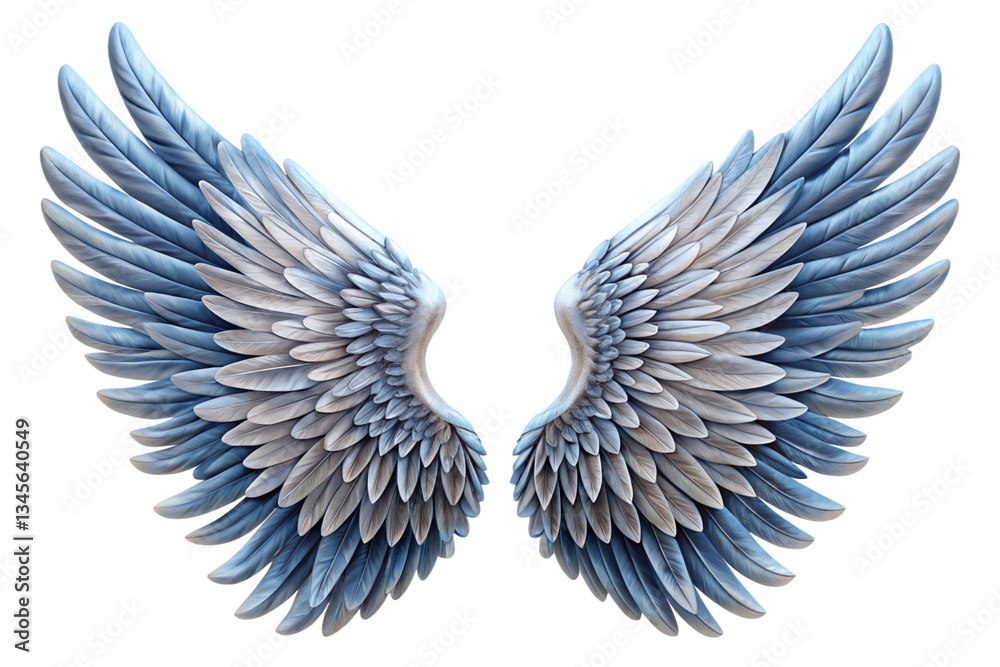 Obraz premium Stunning Pair of Blue and Grey Angel Wings on Black Background