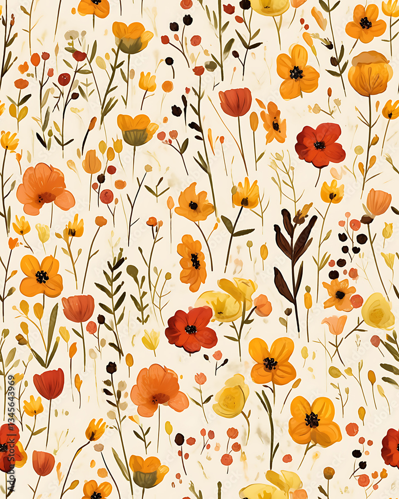 Naklejka premium Creative 2D Doodle seamless pattern Floral or flower Illustrations