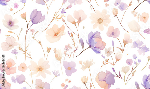 Creative 2D Doodle seamless pattern Floral or flower Illustrations