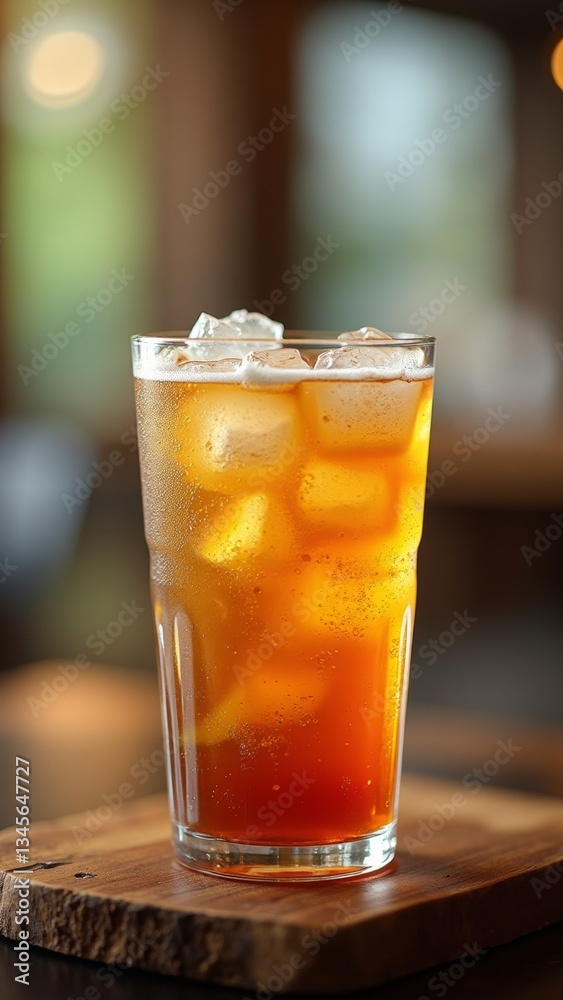A refreshing glass of iced tea, served chilled and sweetened A refreshing glass of iced tea, served chilled and sweetened