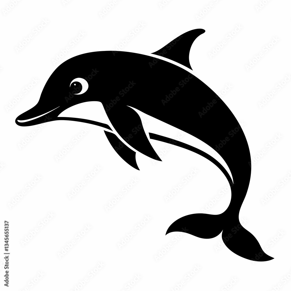 Spinner Dolphin Silhouette Vector on White Background Spinner Dolphin Silhouette Vector on White Background