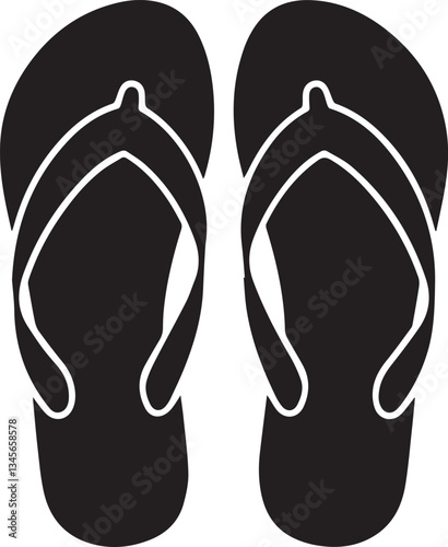 Flip flops icon over white background, silhouette style, vector illustration.