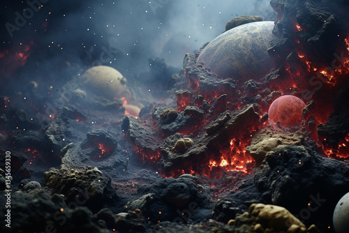 A cosmic remnant  enigmatic lithosphere, with variable porosity, unexplained depressions, and indications of past aqueous alteration