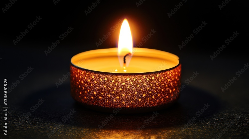 A single burning candle in the dark, serene and peaceful atmosphere A single burning candle in the dark, serene and peaceful atmosphere