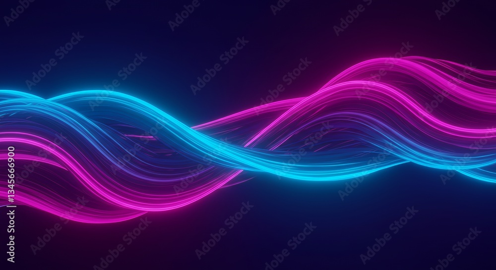Abstract Glowing Neon Waves Flowing with Blue and Pink Light on Dark Abstract Glowing Neon Waves Flowing with Blue and Pink Light on Dark