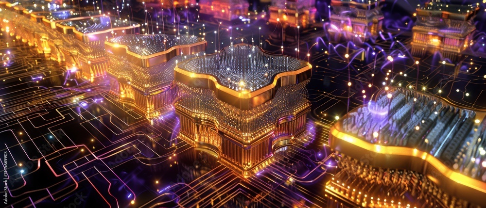 Hyperrealistic render of a quantum processor glowing circuits intricate details dramatic lighting blur grid computing innovation technology. Hyperrealistic render of a quantum processor glowing circuits intricate details dramatic lighting blur grid computing innovation technology.