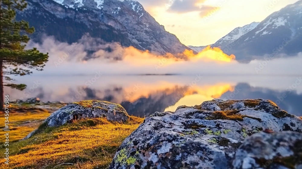 Obraz premium Mountain lake sunrise (2)