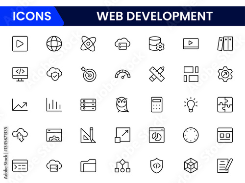 Application development line icons. Vector illustration included icons as mobile software, app UX prototyping, and data analytics pictogram for web startup launch. Green Color,