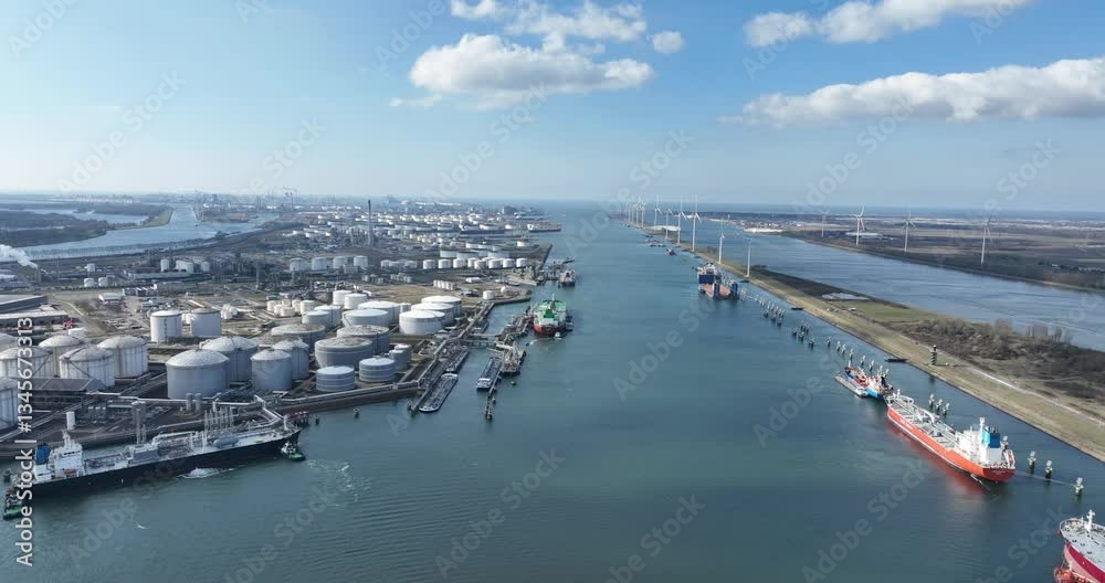 Europoort, Rotterdam, large petroleum port in The Netherlands. Aerial views. Europoort, Rotterdam, large petroleum port in The Netherlands. Aerial views.