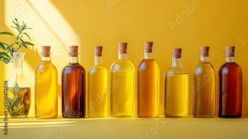 Wallpaper Mural Assortment of Cooking Oils in Glass Bottles with Herbs Torontodigital.ca