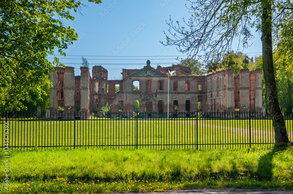 The ruins of the palace in Kamieniec, Warmian-Masurian Voivodeship, Poland