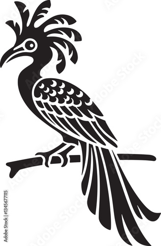 Exotic birds with elaborate plumage silhouette vector design
