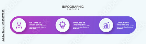 Modern 3-Step Infographic with Purple Gradient and Business Icons