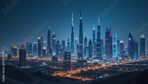 Futuristic Skyline Dubai Cityscape