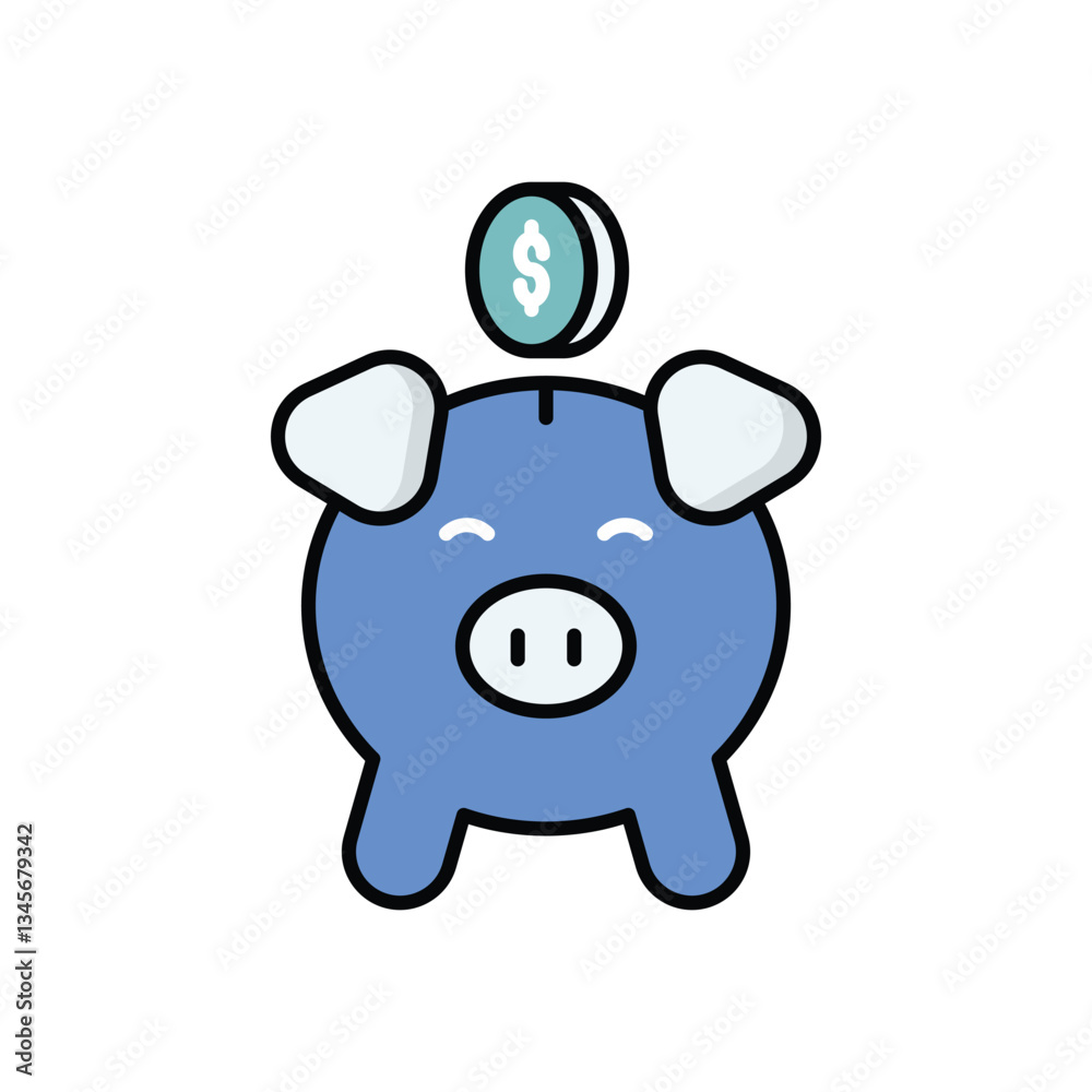 Naklejka premium Piggy Bank icon isolated on a white background. Vector illustration.