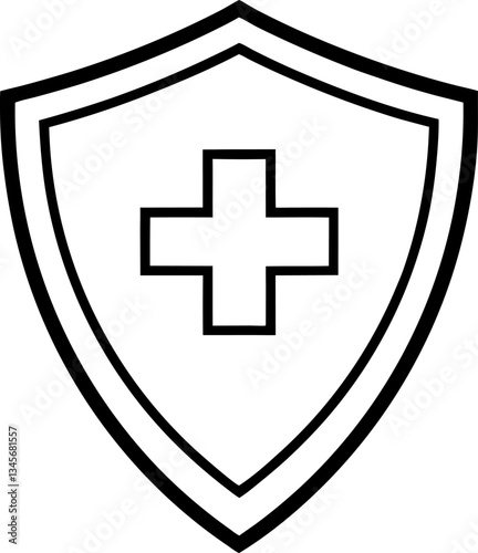 Free Download Shield with Medical Cross Symbol for Healthcare Security and Data Protection Icon in Black and White - GFXLoad
