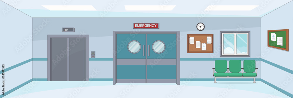 Cute and nice design of Emergency Room and interior objects vector design