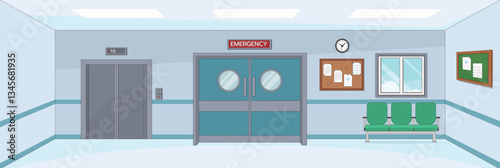 Obraz na płótnie Cute and nice design of Emergency Room and interior objects vector design w salonie