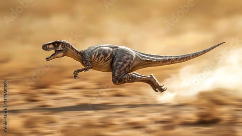 Struthiomimus sprinting across a dry plain speed and agility on full display