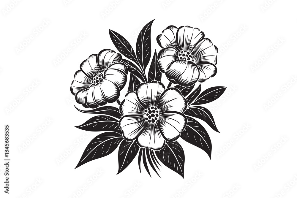 Obraz premium Floral Flowers Silhouette Vector