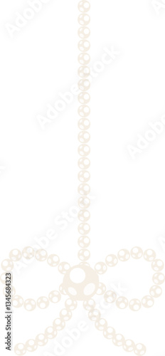 Coquette bow hanging pearl bead chain decorative illustration