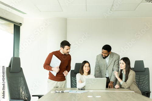 Team collaborates in modern...